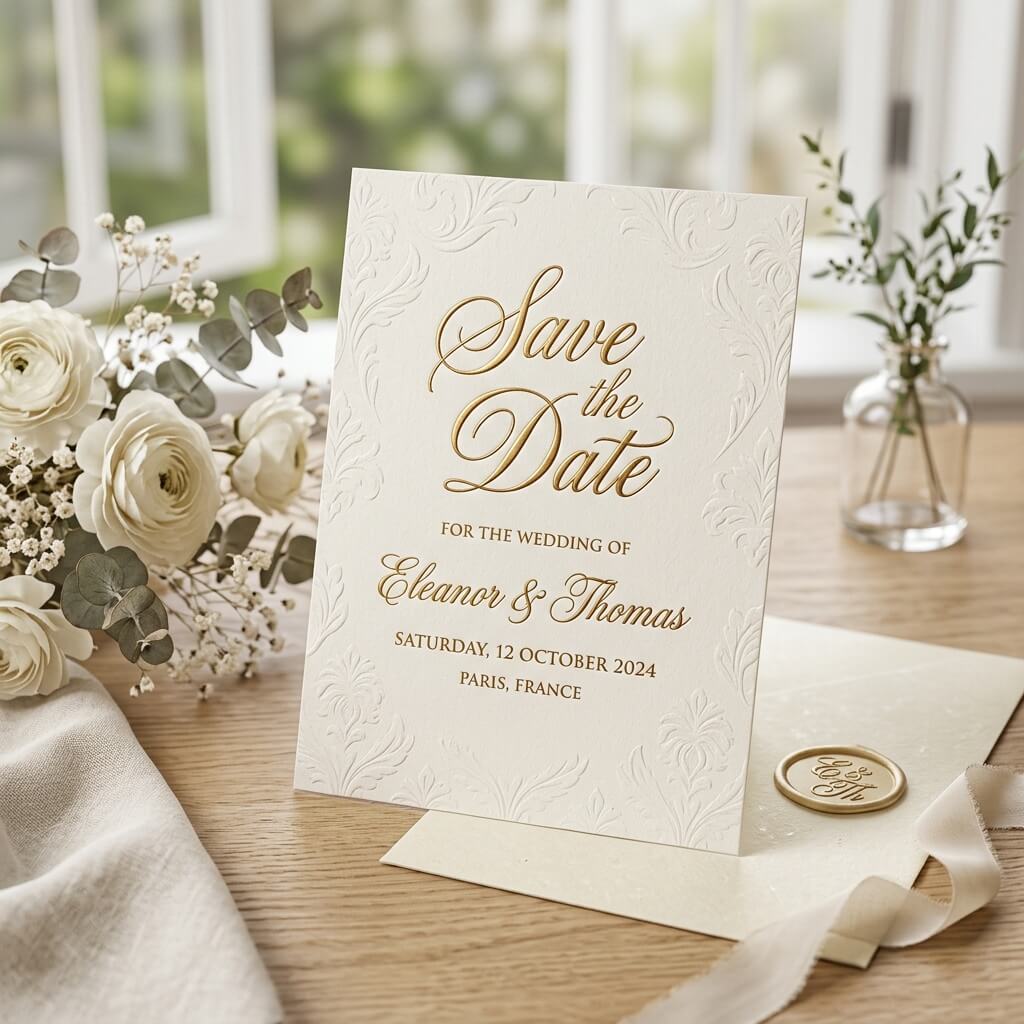 3D Embossed Save the Date